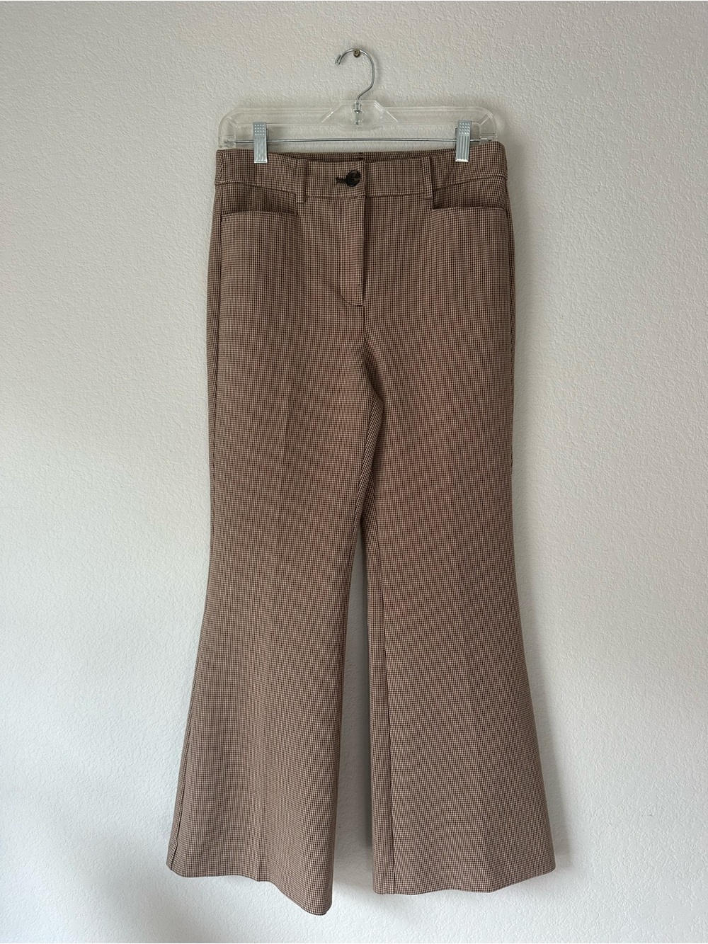 LOFT Sutton Flare Pants in Brown and Tan Houndstooth size 4P
